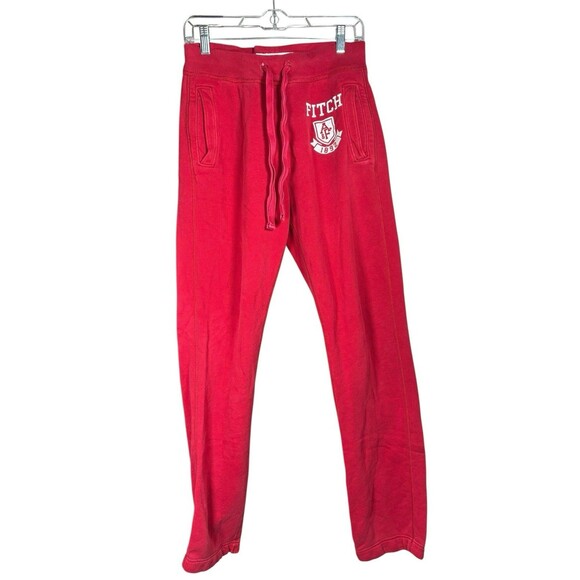 Abercrombie & Fitch Sweatpants XS Red Y2K 2000s Vintage Logo Joggers A&F - Picture 2 of 13